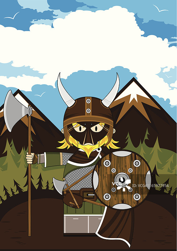 凶猛的蒙面维京战士场景图片素材