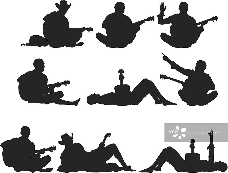 男子弹吉他的多个影像图片素材