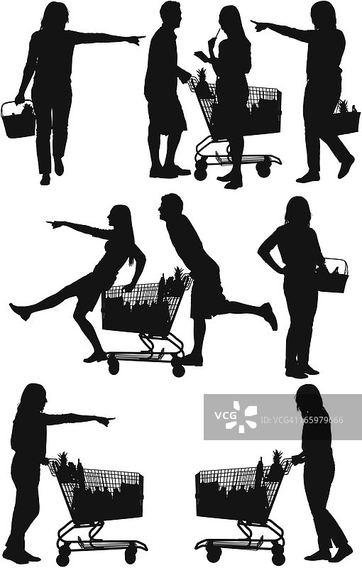 在超市购物的人群剪影图片素材