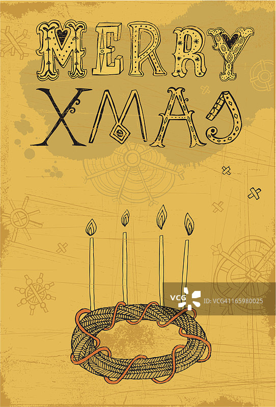 圣诞快乐和基督降临花环图片素材