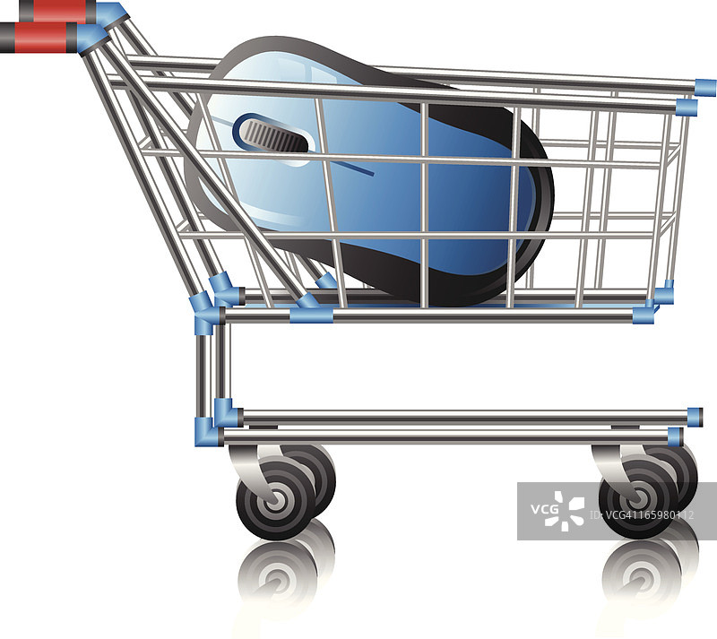 带有电脑鼠标的购物车图片素材