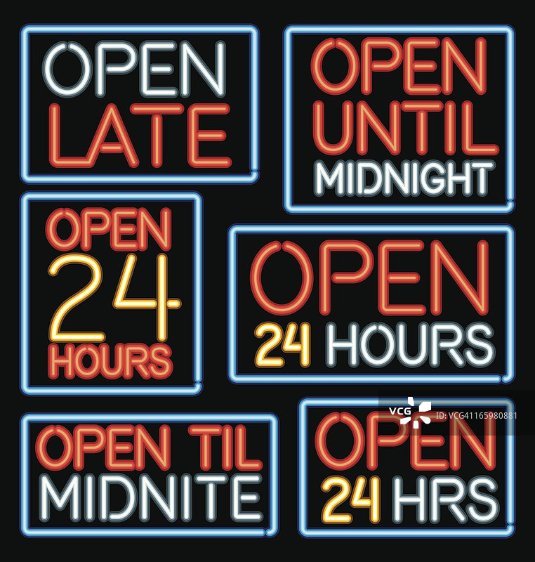 霓虹灯“深夜营业”标志图标图片素材