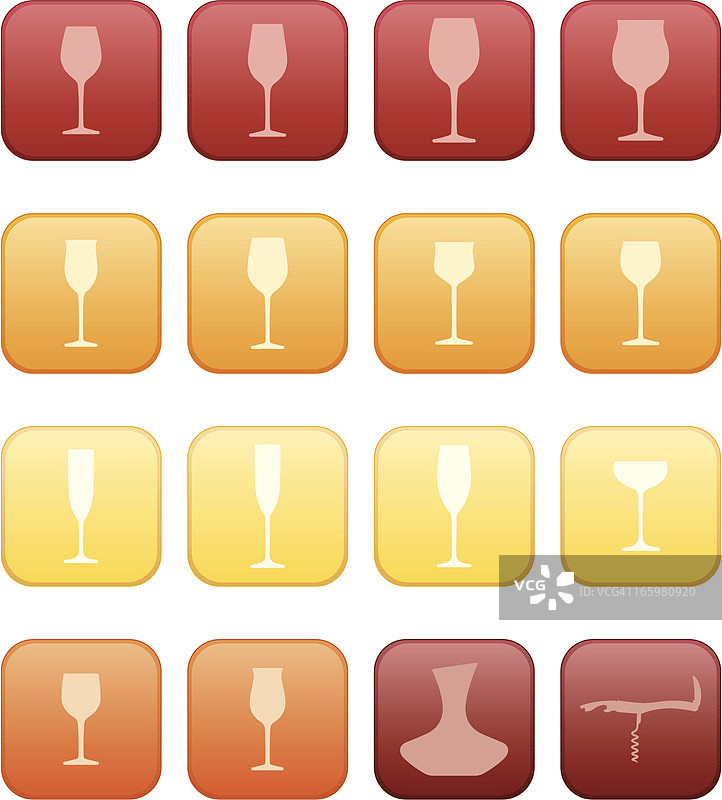 矢量酒杯图标集图片素材