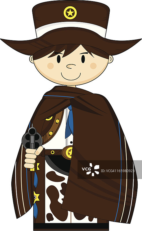 穿着披风的可爱牛仔警长图片素材