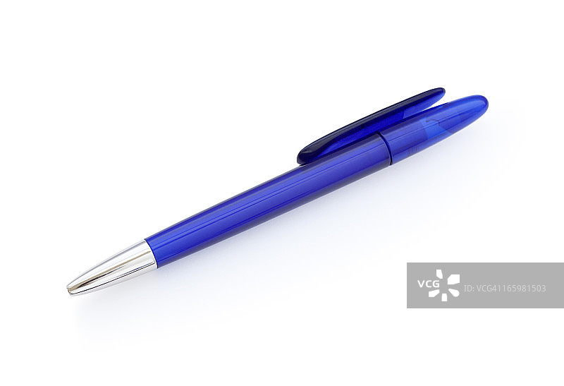 蓝色商务笔，白色背景隔离图片素材