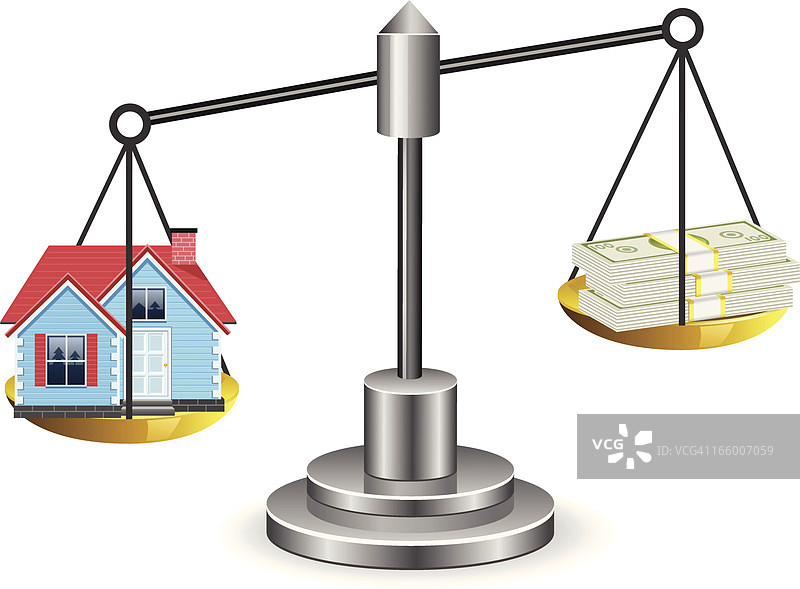 房子与金钱在天平上图片素材