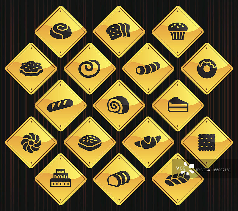 黄色道路标志：糕点图片素材