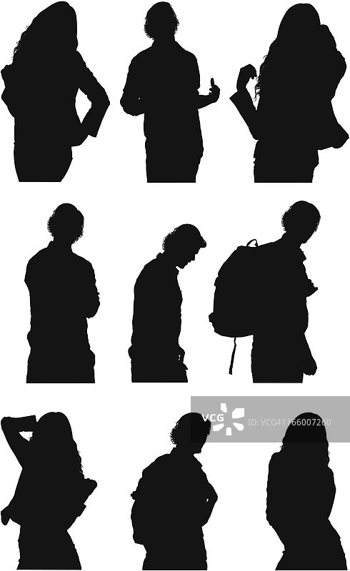 男人和女人的半身轮廓剪影图片素材