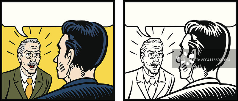 漫画中愤怒的老板对员工大喊大叫图片素材