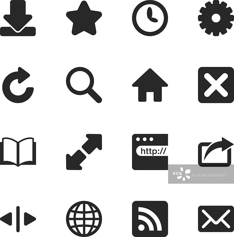 网页浏览器和网络剪影图标图片素材