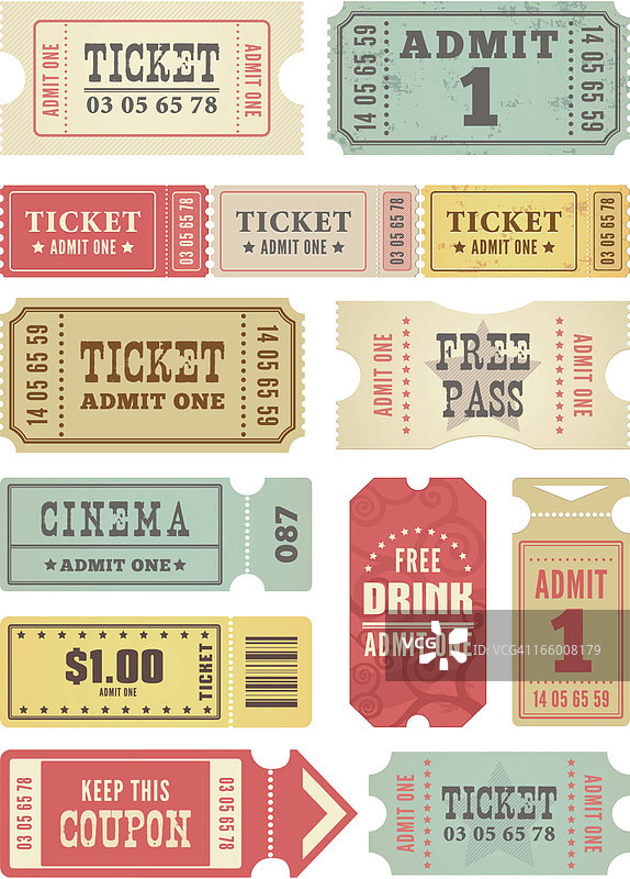 复古票券合集图片素材