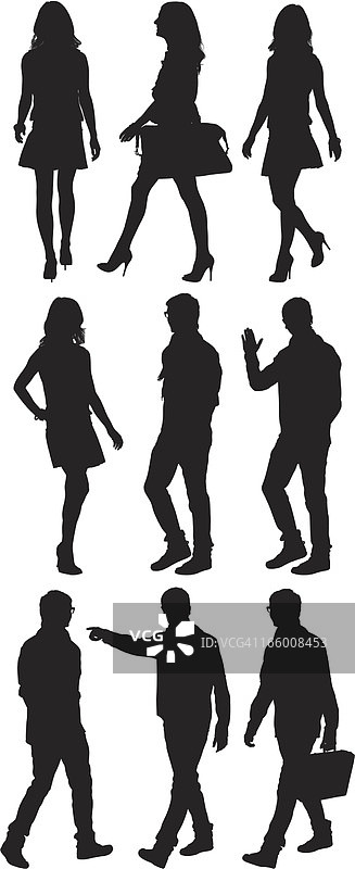 男女行走多重影像图片素材