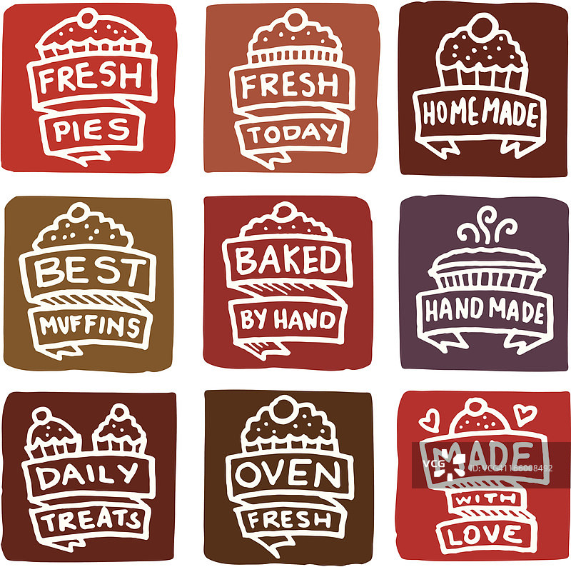 烘焙和松饼图标块图标集图片素材