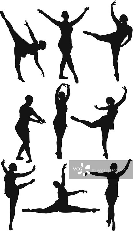 芭蕾舞演员的多个轮廓图片素材