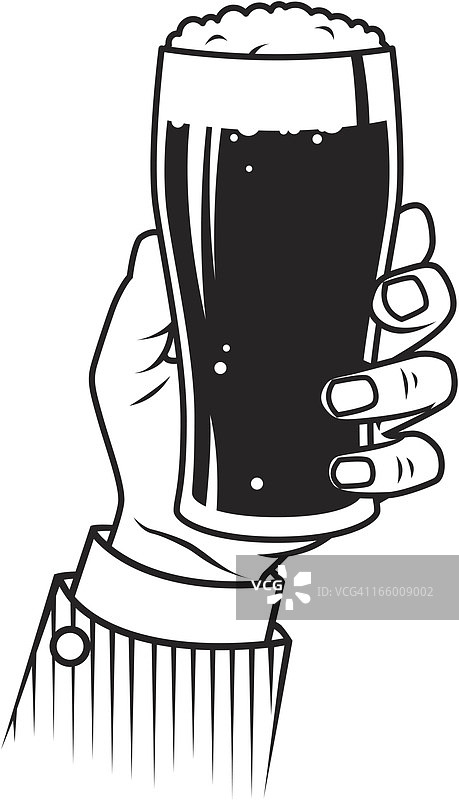 手持啤酒的复古照片图片素材