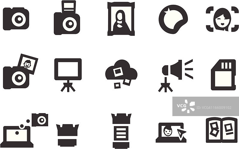黑色摄影图标合集图片素材