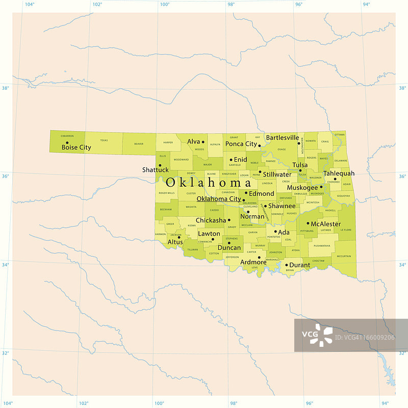 俄克拉荷马州矢量地图图片素材