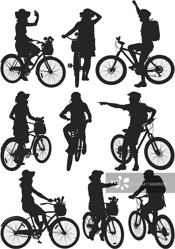 骑自行车男女图集图片素材