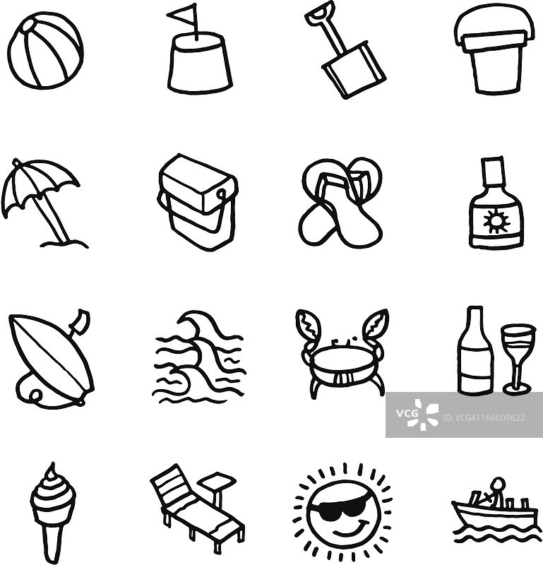 夏季海滩图标合集图片素材