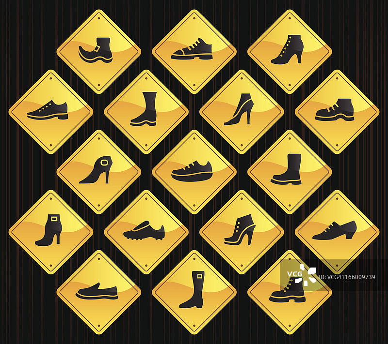 黄色道路标志——鞋子图片素材