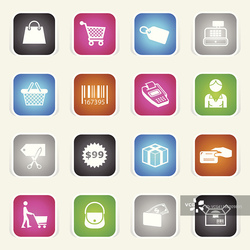 彩色购物图标图片素材