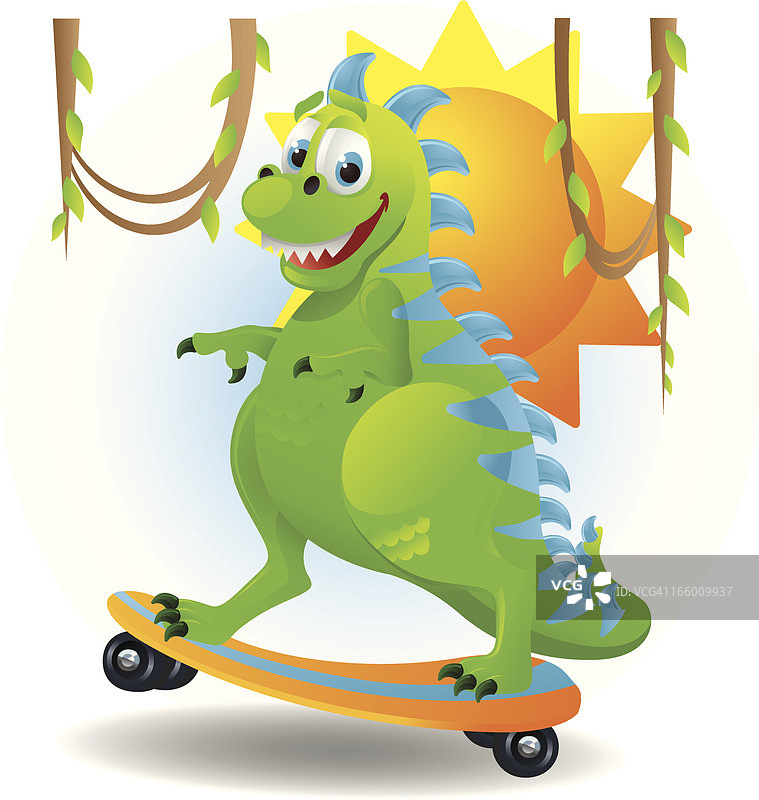 滑板恐龙图片素材