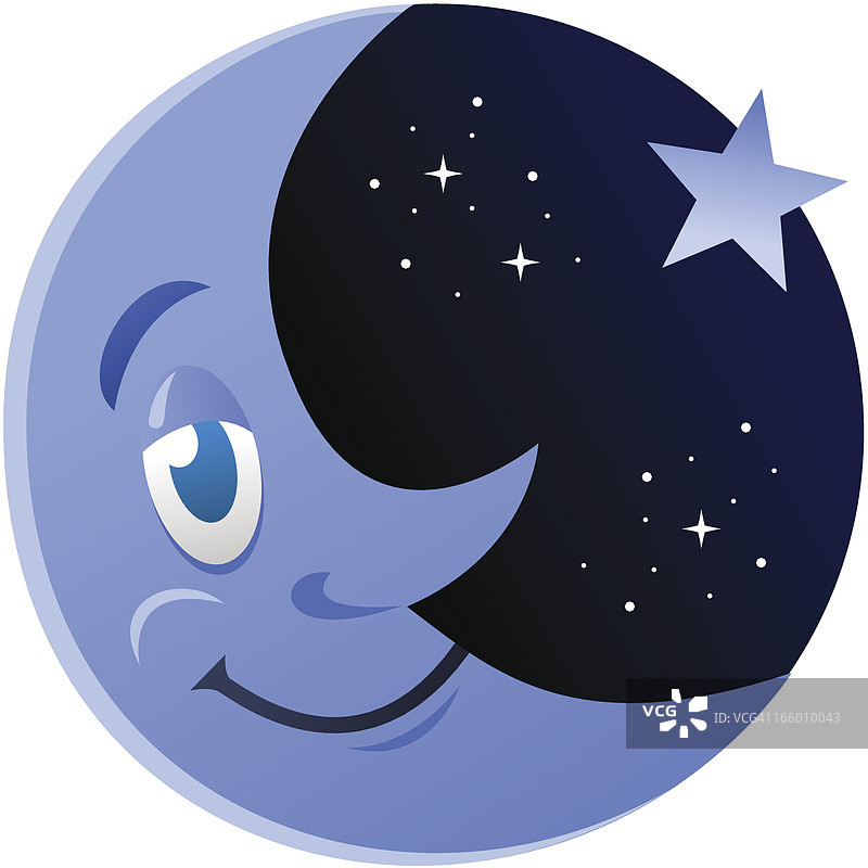 微笑的月亮与星星图片素材