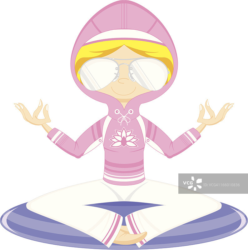 戴帽衫和太阳镜的瑜伽女孩图片素材