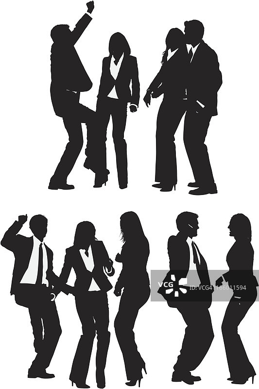 跳舞的商务人士剪影图片素材