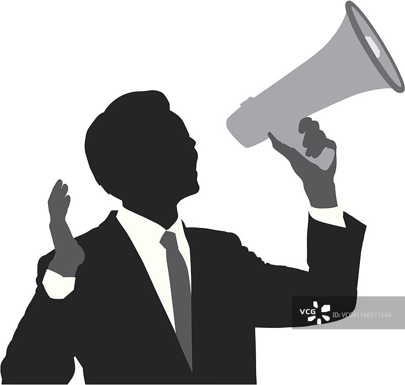 拿着喇叭轮廓的商人图片素材