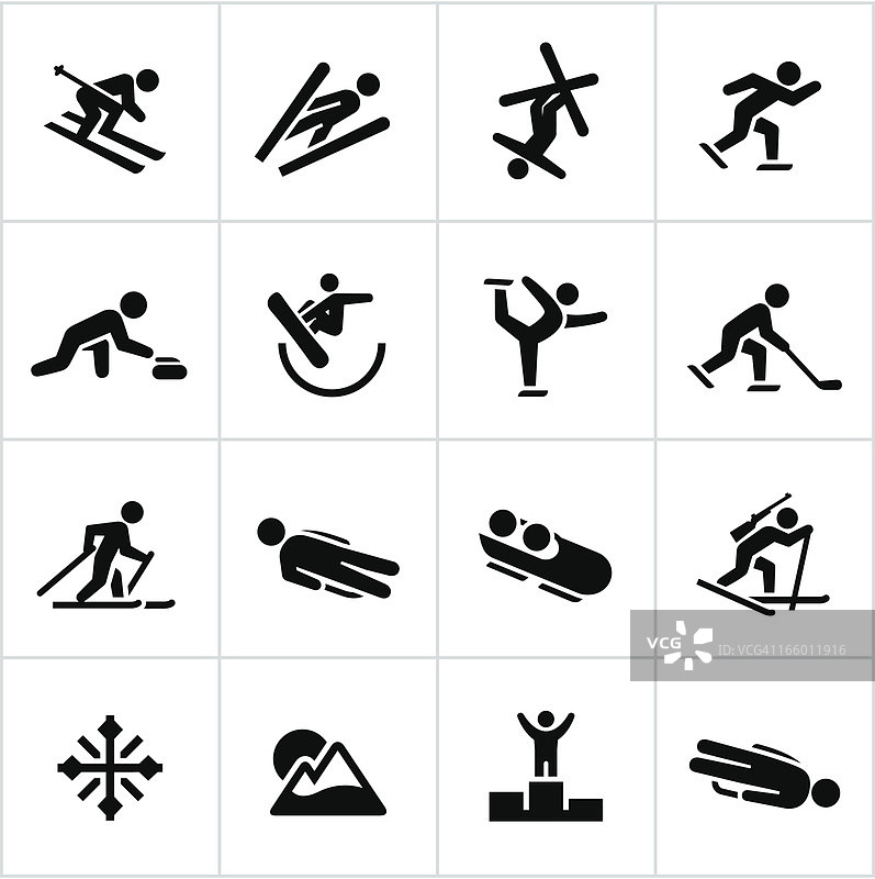 黑色冬季运动/游戏图标图片素材