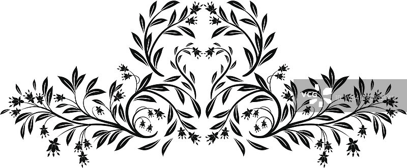 老式黑色书法花卉元素图片素材