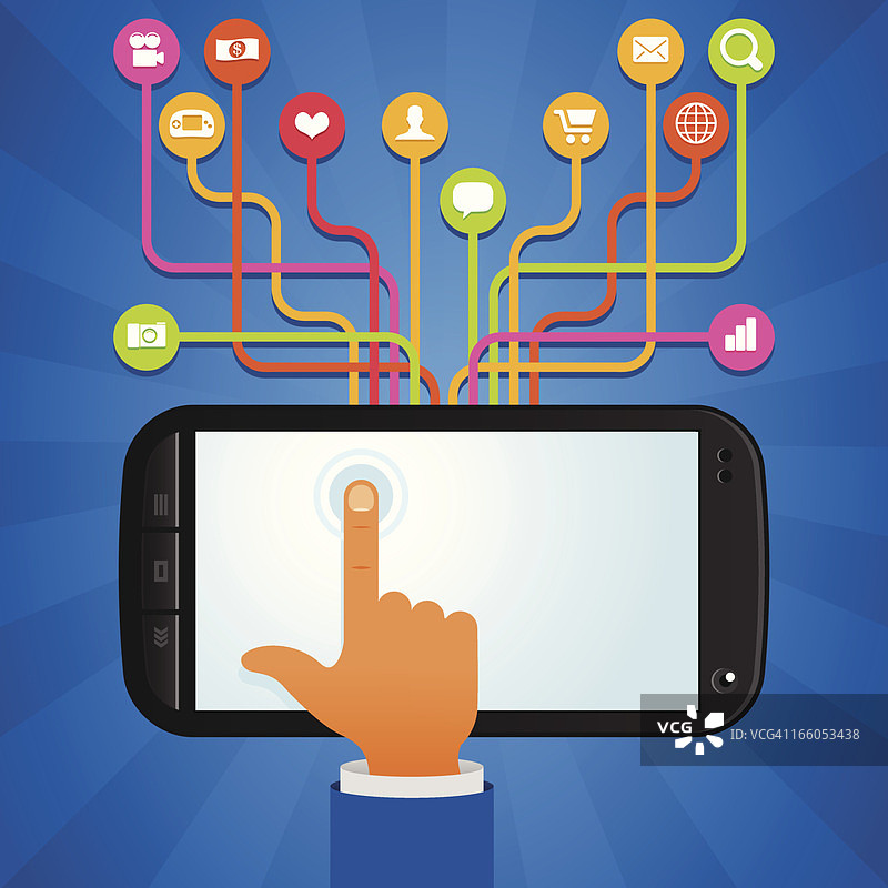 带图标的触屏手机图片素材