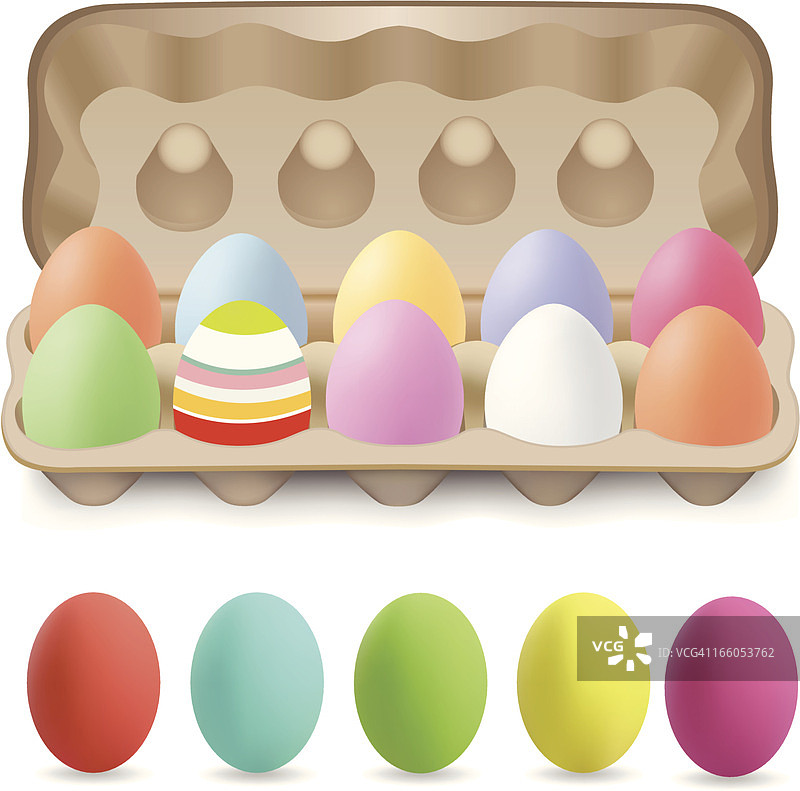 复活节彩蛋与鸡蛋盒图片素材