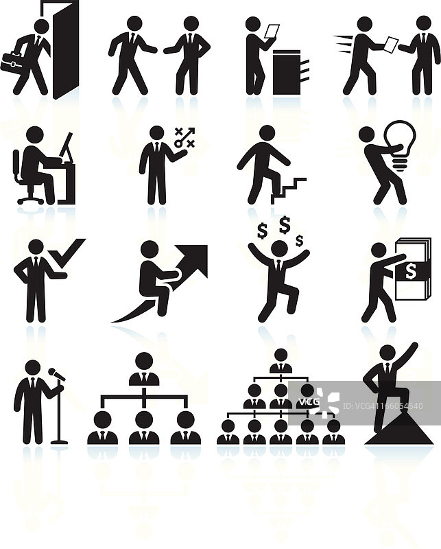 通往成功的商人职业道路黑白图标集图片素材
