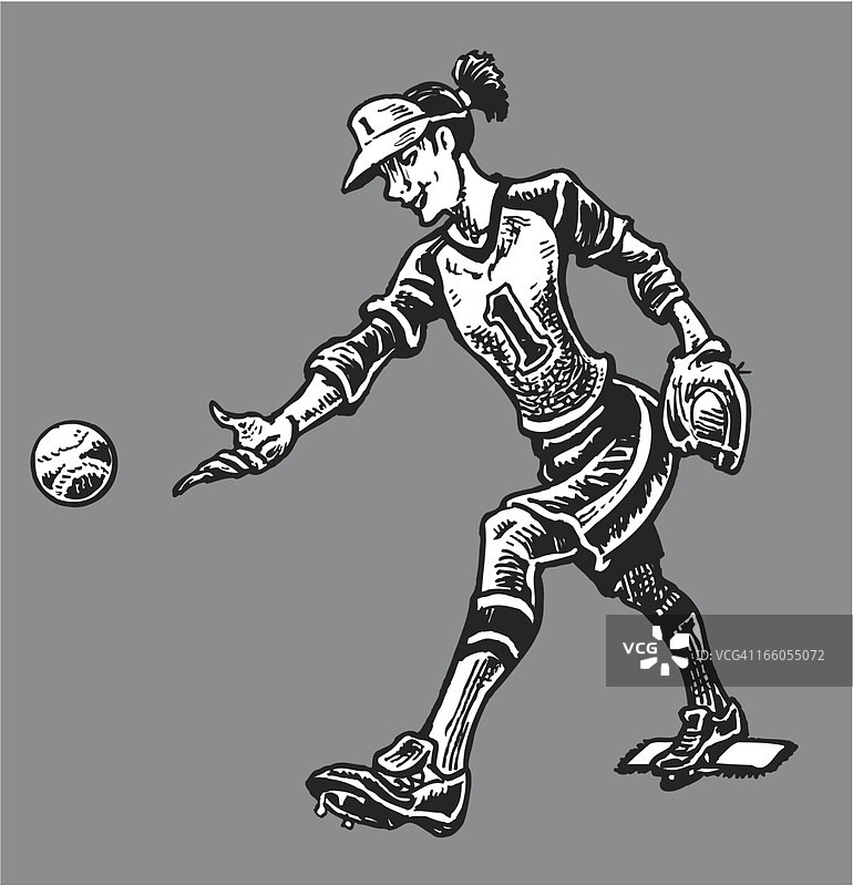 女子垒球投手图片素材