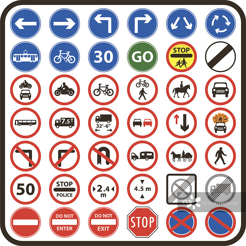 英国道路强制指示牌系列图片素材