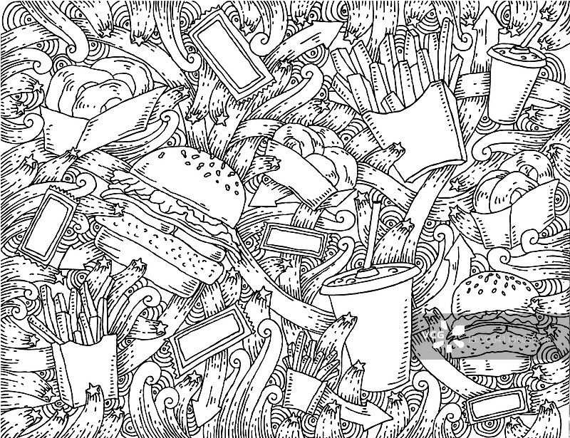 快餐主题涂鸦背景图片素材