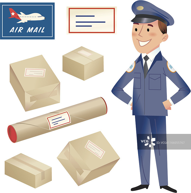 邮递员和包裹图片素材