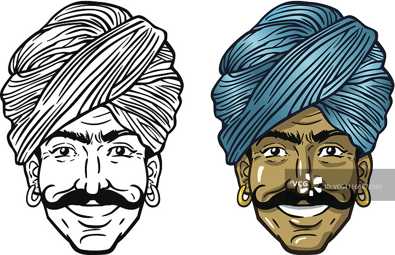 戴头巾的印度男人图片素材