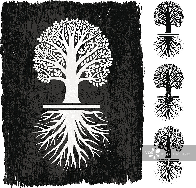 树木Grunge免版税矢量图标集图片素材