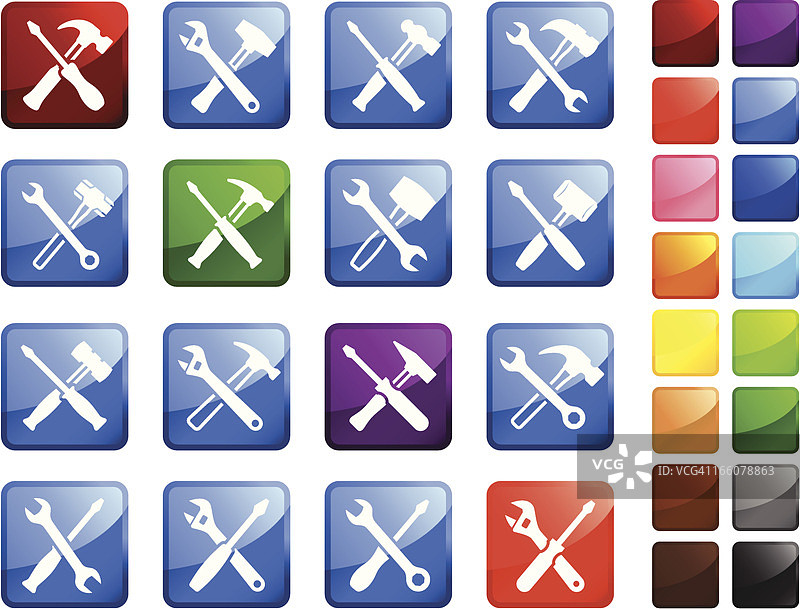 维修工建筑工具免版税矢量图标贴纸套装图片素材