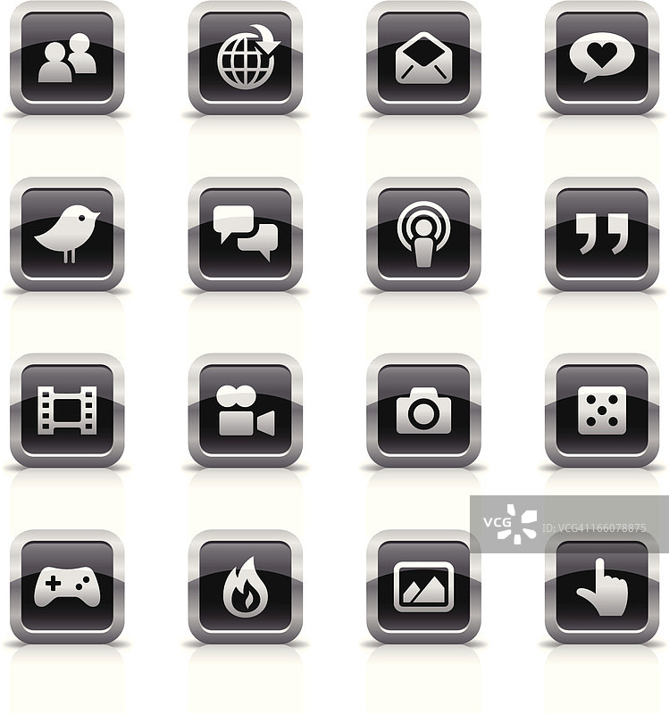 按钮和图标集|社交媒体图片素材