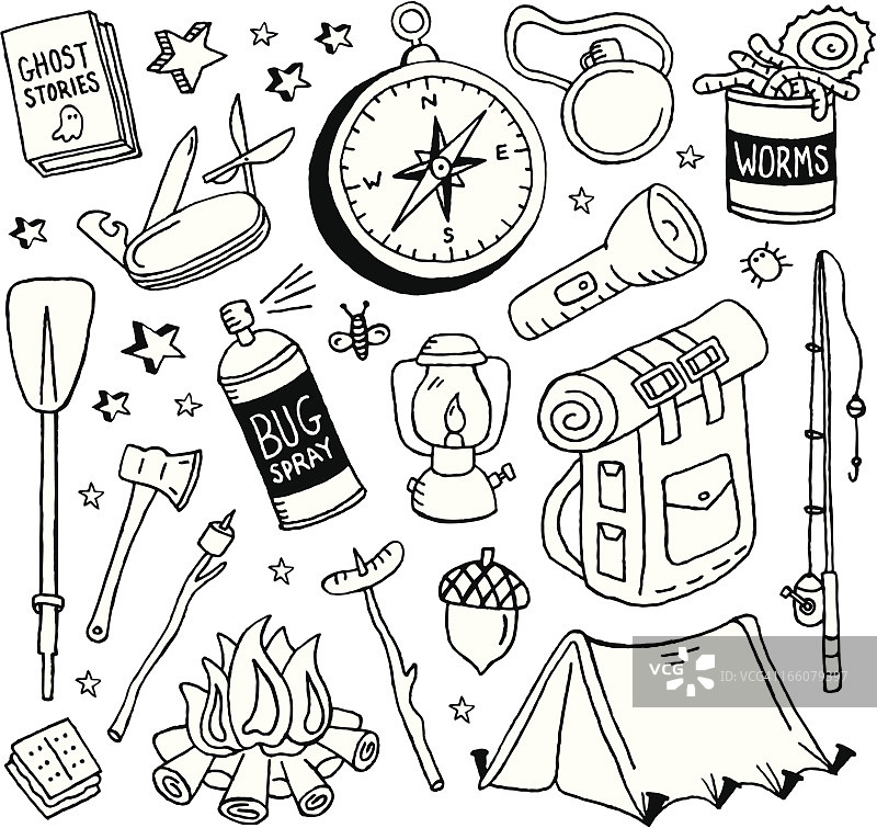 露营涂鸦图片素材