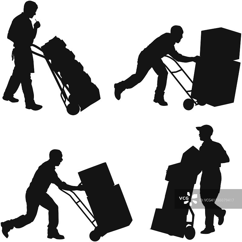 男人在仓库里搬运纸箱图片素材