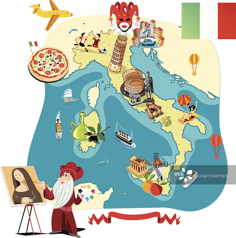 意大利卡通地图图片素材