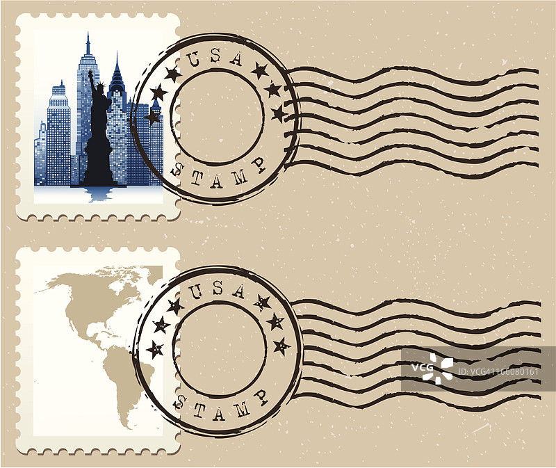 纽约城市邮票图片素材