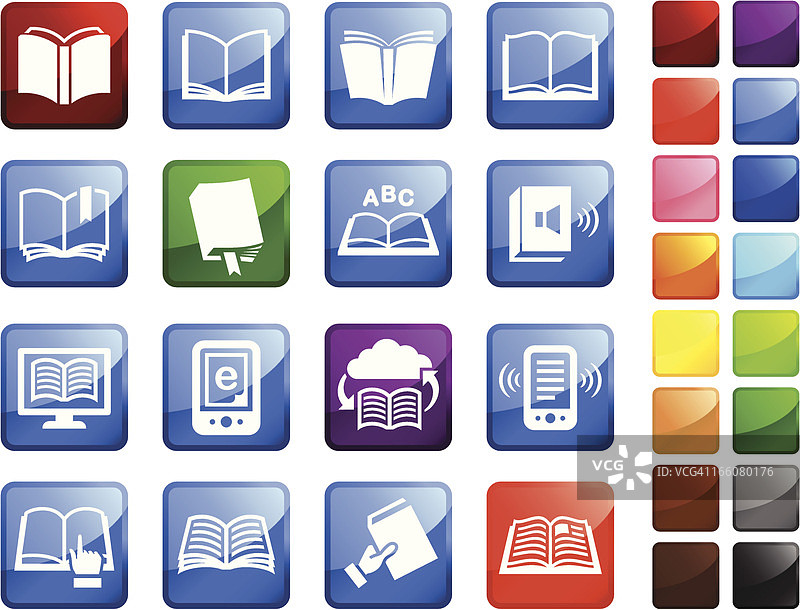 书籍免版税矢量图标贴纸套装图片素材