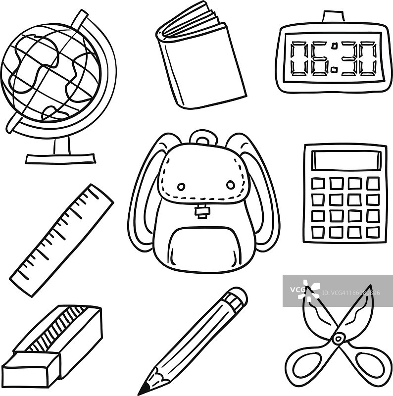 黑白文具插图图片素材