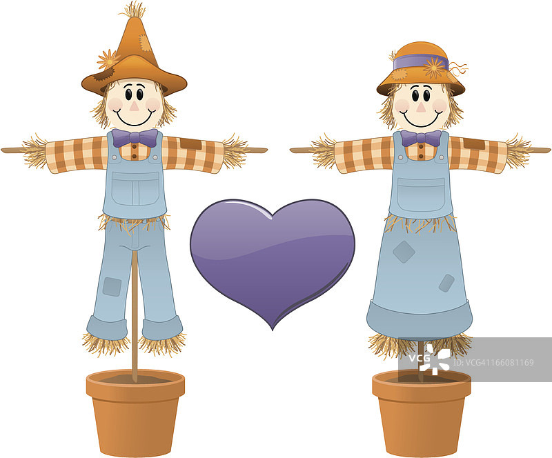 恋爱中的两个稻草人图片素材